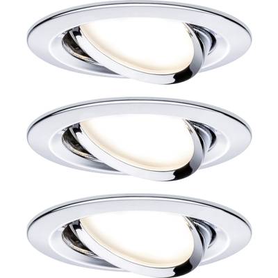 Drei runde, schwenkbare Einbaustrahler aus Chrom mit LED-Licht, geeignet für moderne Innenbeleuchtung.