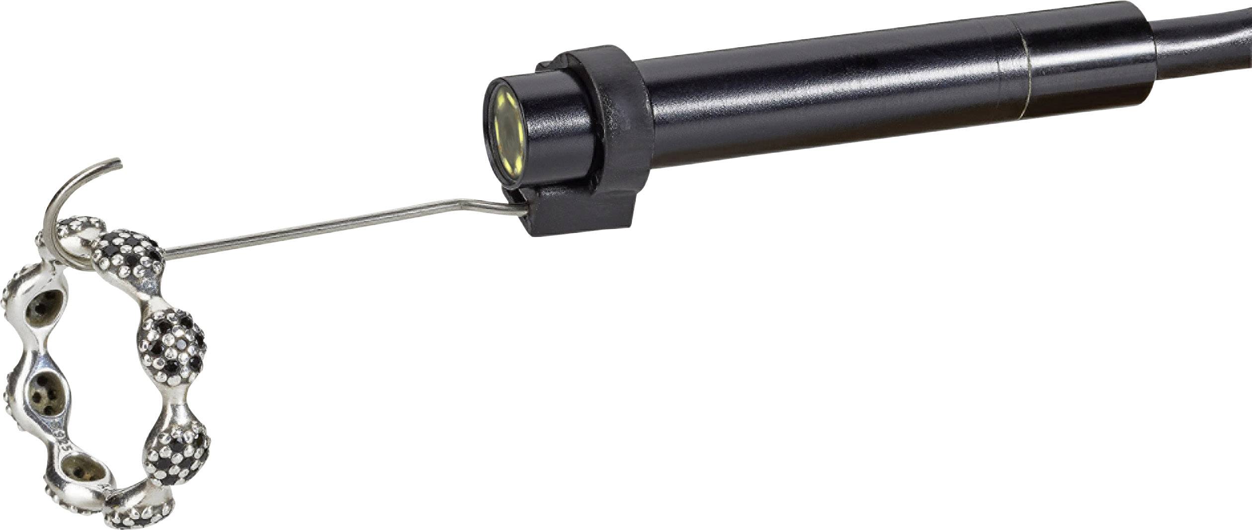 'Dentalinstrument mit beleuchtetem Griff und ringförmigem Aufsatz mit gebogenen Spitzen, geeignet für zahnmedizinische Anwendungen.'