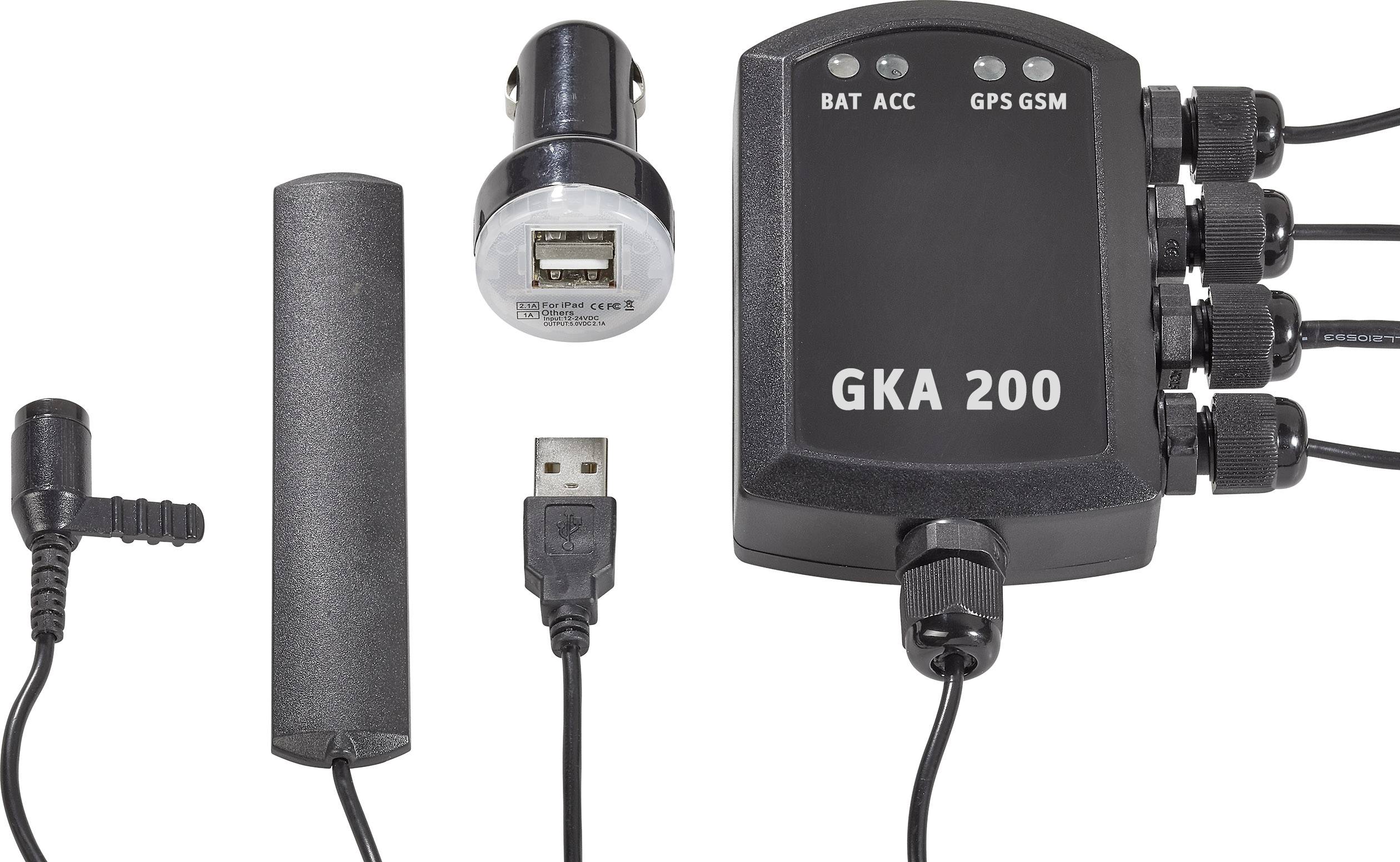 Renkforce GKA200 Auto-alarmsysteem Compatible met mobiele telefoon, Voertuig-plaatsbepaling, Schoksensor, GPS-portal 12 V/DC, 24 V/DC Zwart