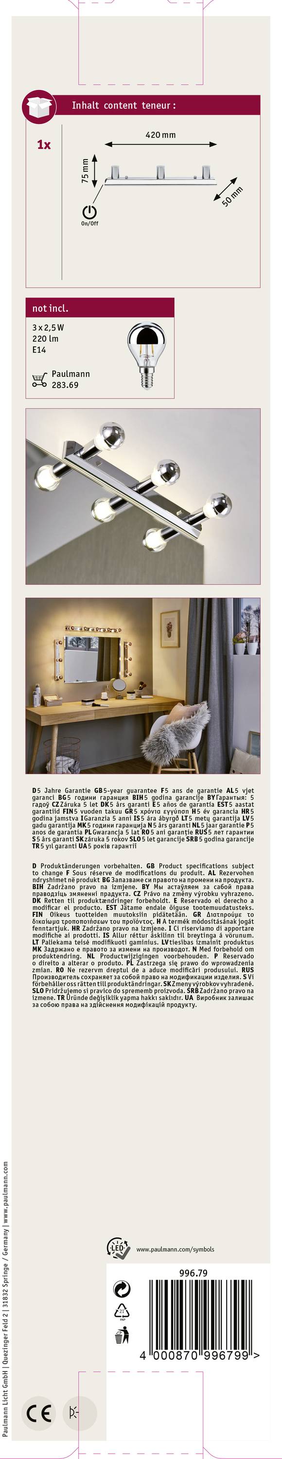 'Philips Spot'N'Go' LED-Lampe mit GU10 Fassung, EEK A+. Ideal für Wohnräume. Enthält eine moderne Lampenleiste mit mehreren Strahlern.