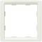 Weiße quadratische Abdeckungsplatte mit leicht abgerundeten Kanten und Aussparungen an den Seiten, geeignet für Lichtschalter oder Steckdose.