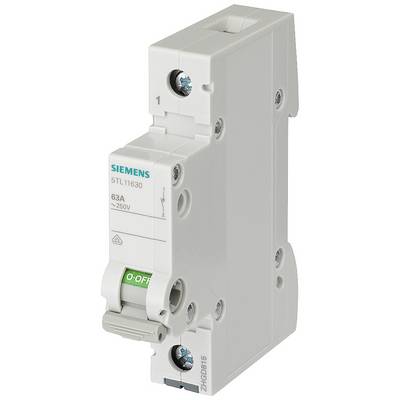 Ein Leistungsschalter von Siemens, Typ 5TL11630, mit Schaltposition 'OFF', geeignet für 63A und 250V.