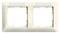Zweifacher Lichtschalter-Rahmen in Cremefarbe mit zwei rechteckigen Aussparungen für Schalter- oder Steckdoseneinsätze.