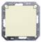 Ein quadratischer, cremefarbener Lichtschalter-Einsatz von Siemens, eingefasst in einem metallischen Rahmen mit Aufschrift 'Delta'.