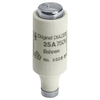 'Original DIAZED Sicherung, 25A 750V, mit Beschriftung und Markierungen, verwendet für elektrische Schaltkreise.'