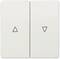 Zwei weiße Lichtschalter nebeneinander. Der linke Schalter zeigt ein aufwärtsgerichtetes Dreieck, der rechte ein abwärtsgerichtetes Dreieck.