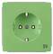 Grüne Steckdose mit der Aufschrift 'SIEMENS' in der Mitte und 'SV' unten rechts.