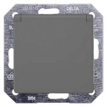 Siemens Schalterprogramm  Einsatz Schutzkontakt-Steckdose mit Klappdeckel Delta Carbon 5UB1920 1 St.