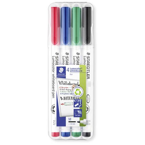 Staedtler Lumocolor whiteboard pen 301 301 WP4 Whiteboardmarker Schwarz, Rot, Blau, Grün 4 St.