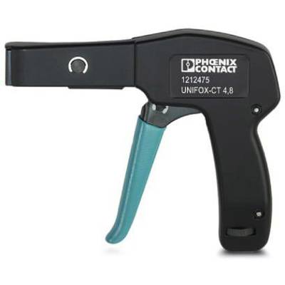 Handwerkzeug mit schwarzem Gehäuse und blauem Griff. Beschriftung oberhalb: 'PHOENIX CONTACT 1212475 UNIFOX-CT 4,8'.