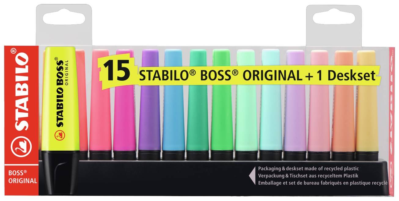 STABILO Textmarker BOSS® ORIGINAL 15 St./Pack. 2 mm, 5 mm