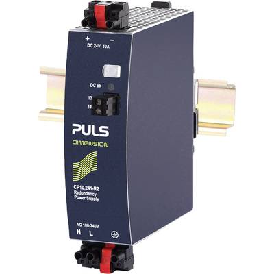 Industriegerechtes Puls-DIMENSION-CP10-Netzteil, 24V, 10A, mit Hutschienenbefestigung, geeignet für Redundanzanwendungen.