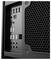 Nahaufnahme eines Rückpanels eines Desktop-Computer-Gehäuses mit USB-, Audio-, Display- und Netzwerkanschlüssen neben einem Wabenlüftungsgitter.