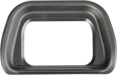 Ein rechteckiges Kamerasucherfenster in einem dunklen Kunststoffgehäuse.