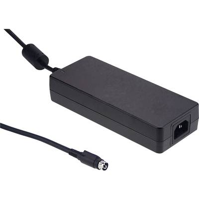 Schwarzes Laptop-Netzteil mit Anschlusskabel.