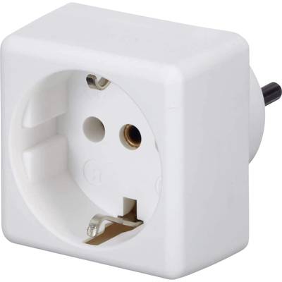 Weiße, quadratische Steckdosenadapter mit zwei Löchern für Eurostecker an einer Wand montiert.