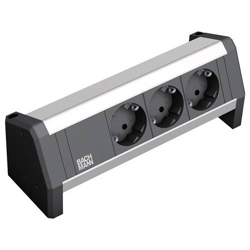 Bachmann 902.0048 Steckdosenleiste ohne Schalter Schwarz, Aluminium Schutzkontakt