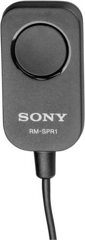 Kabelgebundener Fernauslöser Sony RM-SPR1 in Schwarz mit großer Taste, verwendet für die Fernauslösung von Kameras.