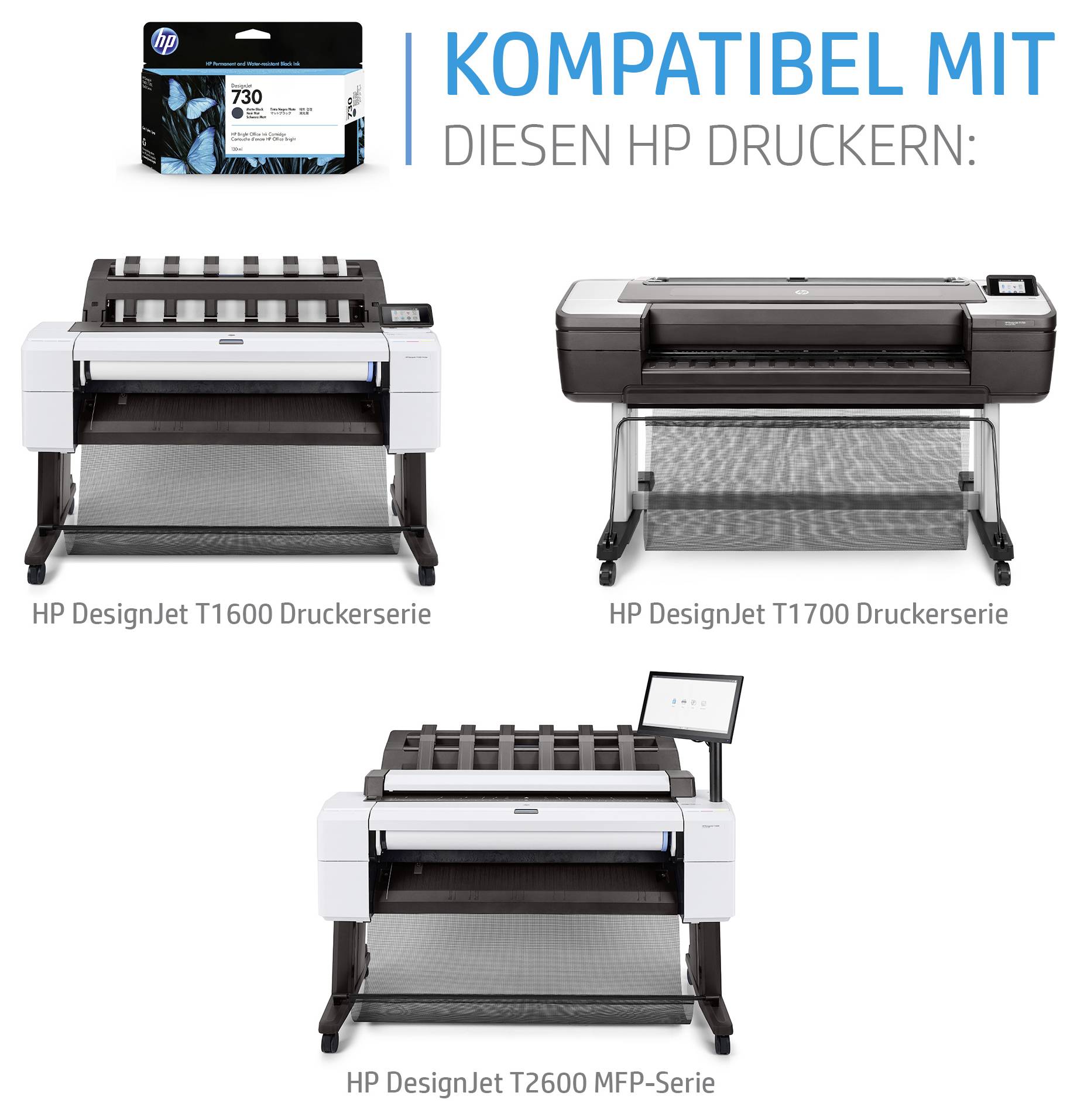 HP Druckerpatrone 730 Original Schwarz P2V65A-1
