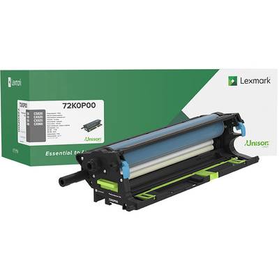 Druckerkartusche und Verpackung der Marke Lexmark. Verpackung zeigt Modellnummer '72K0P00'. Vorne im Bild die Kartusche selbst.