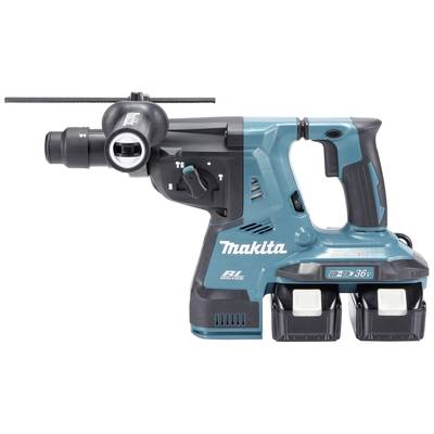 Kabelloser blauer Bohrhammer mit ergonomischem Griff, zwei Batteriefächern und mehreren Funktionen für Heimwerkerarbeiten.