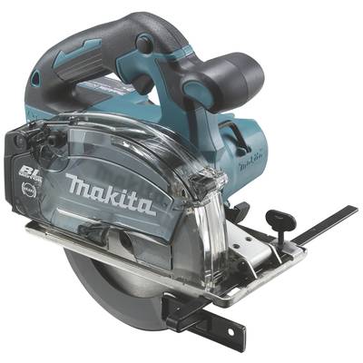 Eine blaue und schwarze Handkreissäge von Makita mit klarer Schutzabdeckung, geeignet für präzise Holzschnitte.