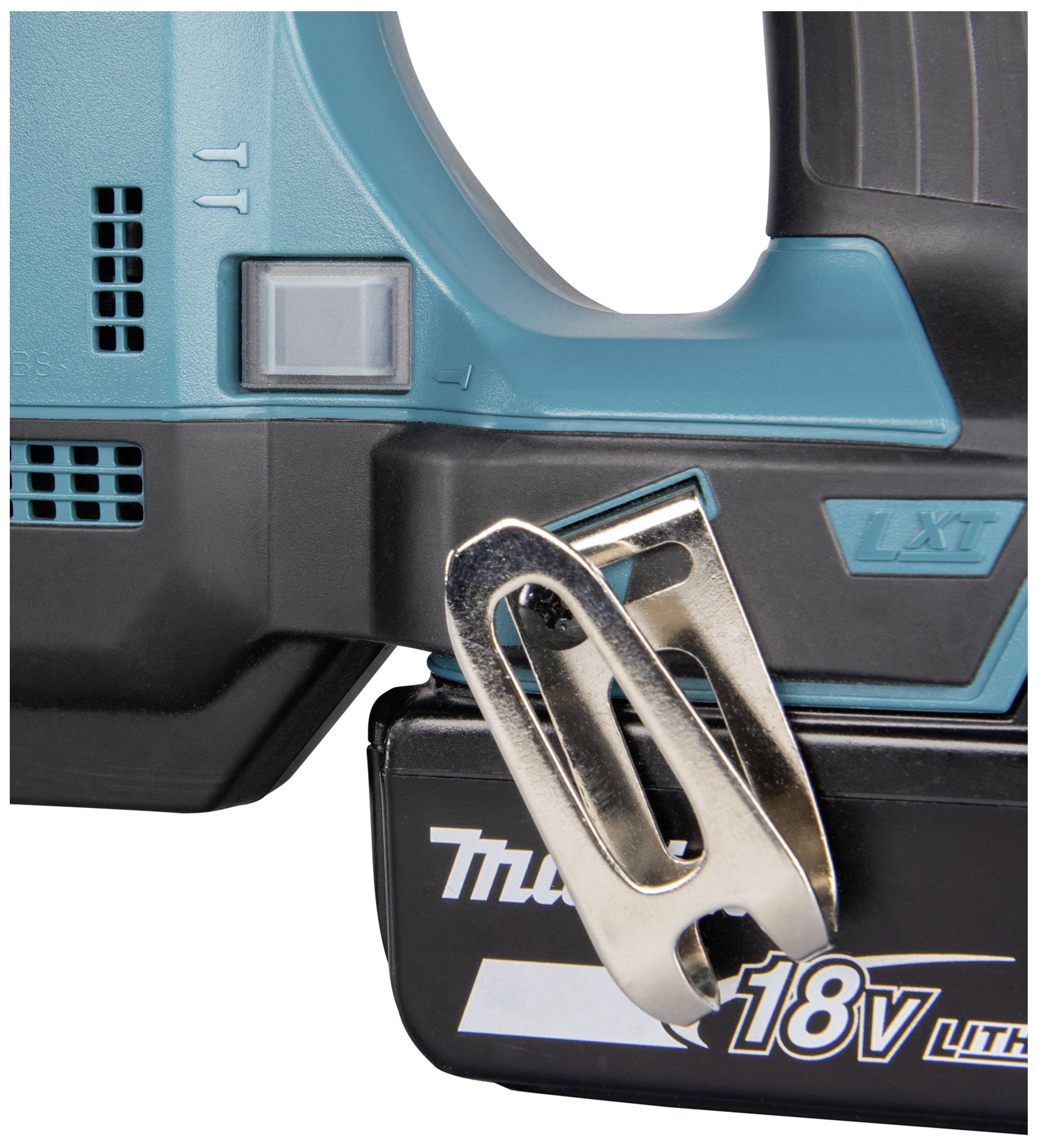 Kabelloses Elektrowerkzeug mit 18V Lithium-Ionen-Akku und Gürtelclip.