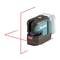Ein Kreuzlinienlaser von Makita projiziert rote vertikale und horizontale Linien, ideal für präzise Ausrichtung und Nivellierung.