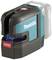 Ein blauer und schwarzer Makita-Linienlaser mit Batteriefach. Modell 'SK105D', kompakt und handlich, zum präzisen Ausrichten.