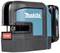 Ein blauer und schwarzer Kreuzlinienlaser von Makita, Modell SK105D, mit Lithium-Ionen-Akku. Ideal für exakte Ausrichtungsarbeiten.