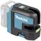 Ein Makita Laser-Nivelliergerät, Modell SK105GD, in blau-schwarz mit einem Batteriefach, abgebildet ohne eingelegte Batterie.