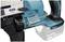 Handapparat für Holzbauarbeiten von Makita mit 18V Akku, ergonomischem Griff und blauer Verkleidung. Ideal für Bauprojekte.