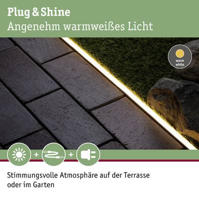 Plug & Shine Beleuchtungssystem, angenehm warmweißes Licht; erzeugt stimmungsvolle Atmosphäre auf Terrasse oder im Garten.