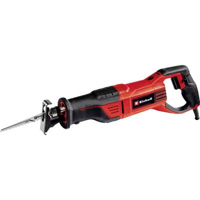 Eine rote Einhell Säbelsäge mit schwarzem Griff, geeignet für grobe Schneidarbeiten in Holz und Metall.