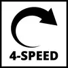 '4-Geschwindigkeit' Drehpfeil-Symbol, zeigt eine rotierende Bewegung mit vier Geschwindigkeitsstufen an.