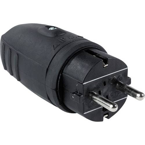 AS Schwabe 60410 Schutzkontaktstecker Gummi 230 V Schwarz IP44