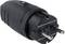 Steckeradapter: Schwarzer, zweipoliger Euro-Steckeradapter für elektrische Geräte, geeignet für europäische Steckdosen.