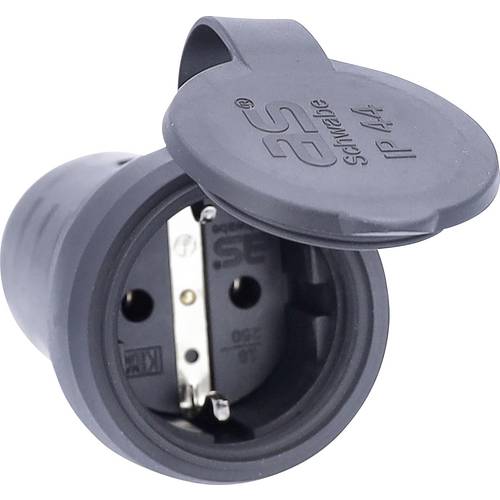 AS Schwabe 60417 Schutzkontaktkupplung Vollgummi 230 V Schwarz IP44