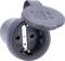 Schwarzer Schuko-Stecker mit Schutzkappe und IP44-Schutz. Eignet sich für den Außeneinsatz und bietet Feuchtigkeitsschutz.