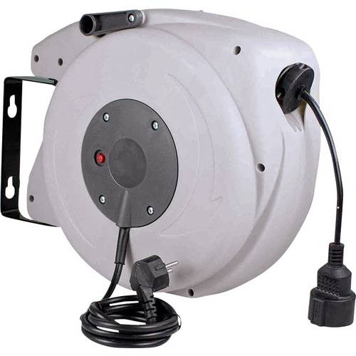 AS Schwabe 12611 Wandkabeltrommel 15.00 m Schwarz Schutzkontakt-Winkelstecker, Frankreich-Stecker