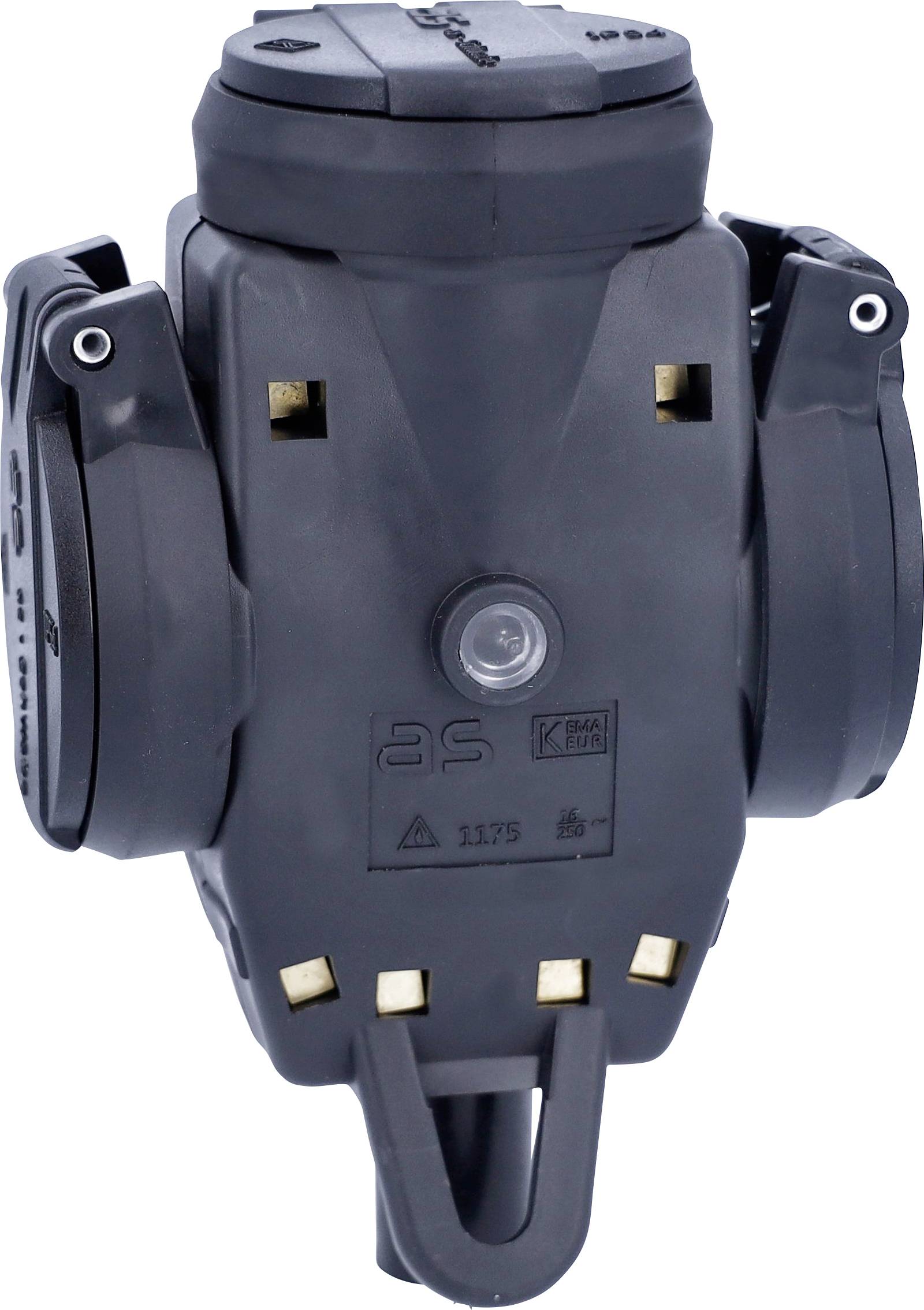 AS Schwabe 60455 3fach-Kupplung Vollgummi 230 V Schwarz IP44