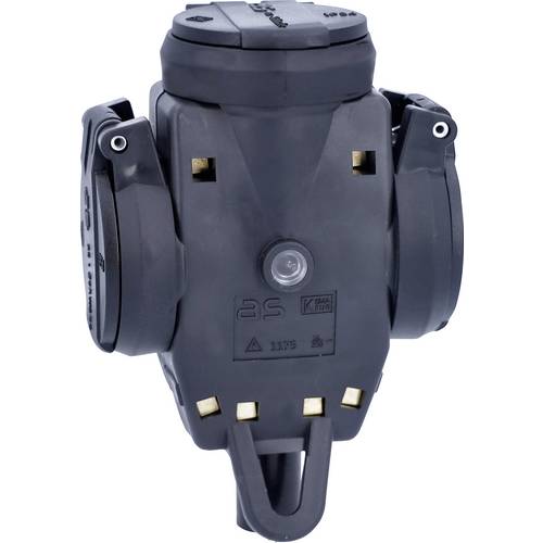 AS Schwabe 60455 3fach-Kupplung Vollgummi 230 V Schwarz IP44