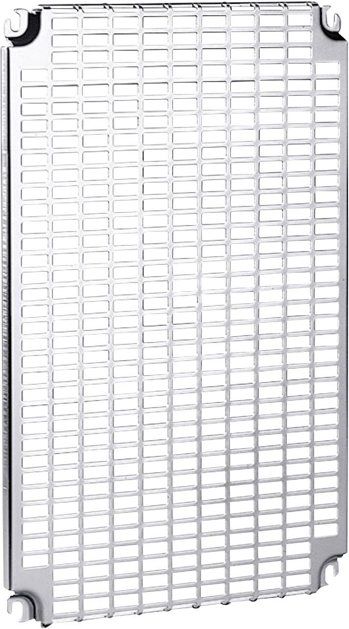 Metallgitter in rechteckiger Form, möglicherweise Teil eines Belüftungs- oder Filterelements, mit quadratischen Öffnungen.