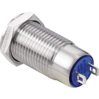 Metallschalter mit blauer Rückseite und drei Anschlussstiften, geeignet für elektronische Geräte.