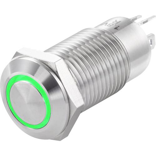 TRU COMPONENTS TC-7494676 TC-GQ12-CH-10ZE/J/G/12V/S Drucktaster 36 V/DC 1 A 1 x Aus/Ein rastend Grün IP40 1 St.