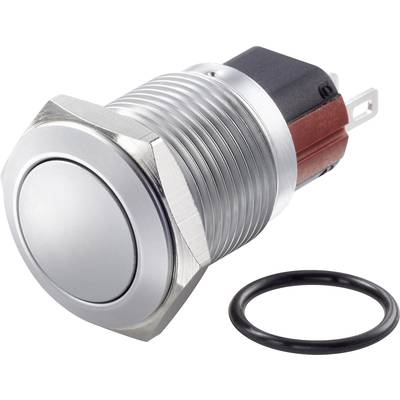 Silberner Metall-Druckknopf mit Befestigungsmutter und separatem O-Ring. Geeignet für industrielle oder technische Anwendungen.