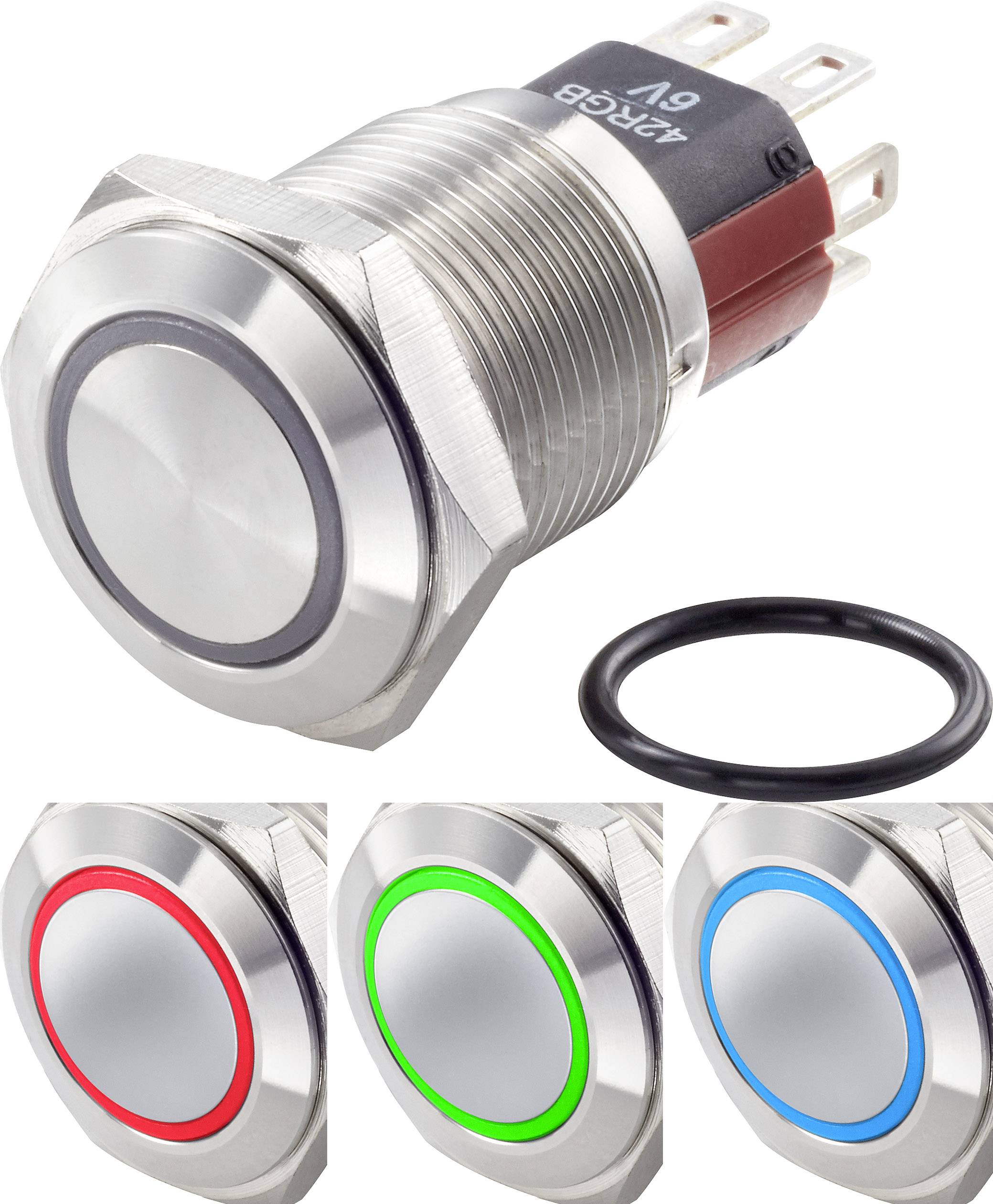 TRU COMPONENTS TC-7494868 TC-GQ16-KF-11ZE/J/41RGB/12V/S Vandalismusgeschützter Druckschalter 48 V/DC 2 A 1 x Aus/Ein ras-0