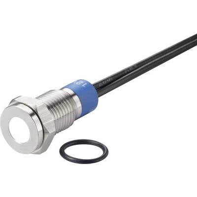 Ein zylindrischer Sensor mit Metallgehäuse und Kunststoffkabel. Daneben liegt ein schwarzer Dichtungsring. Der Sensor ist zur Erkennung von Objekten.