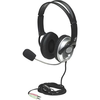 Manhattan Classic Stereo Headset   Over Ear Headset kabelgebunden  Schwarz  Lautstärkeregelung