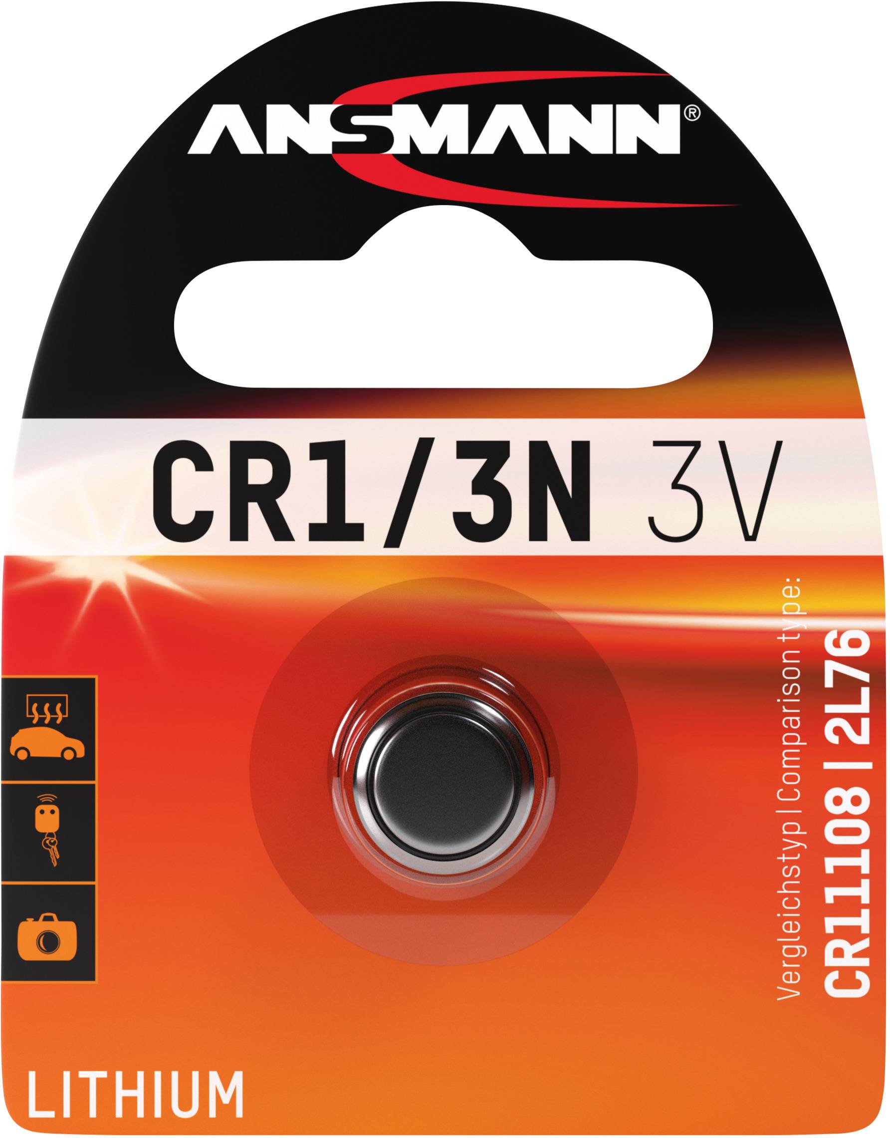 ANSMANN Knopfzelle CR 1/3 N Lithium Ansmann CR1110 3 V 1 St.